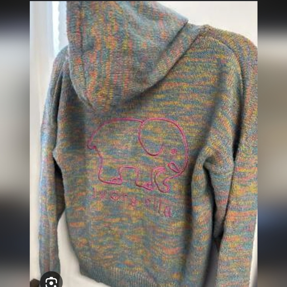 IVORY ELLA *RARE" Colorful Long Sleeve Knit Hooded Sweater - Medium